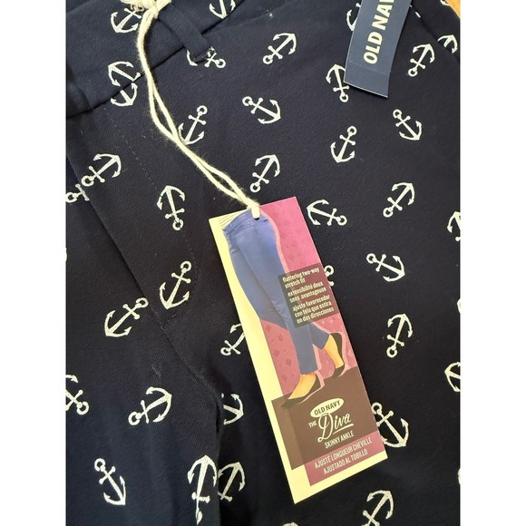 Old Navy Anchor Navy The Diva Ankle Trouser Pants Size 8 Navy White NWT - Picture 8 of 9